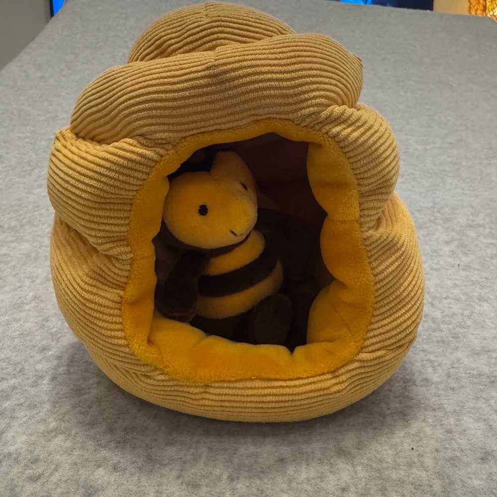 Jellycat Honeyhome Bee Plush Yellow Corduroy Beehive Set NEW Rare Retired - Picture 7 of 9